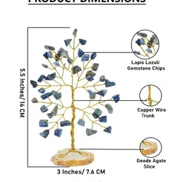 muren Lapiz Lazuli Blue Stone With Agate Slice Base Vastu Good Fortune Crystal Tree for Home/Office D cor for Gift - 100 Beads image 3