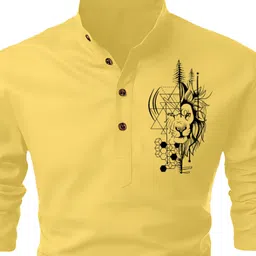 fashion marts Men Printed Cotton Blend Straight Kurta image 2