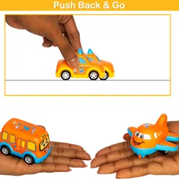 b2toys Unbreakable Pull Back Vehicles Push and Go Crawling Plastic Toy Car for Kids image 4
