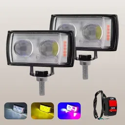 houseofcommon Mini Double Lens Fog Light with yellow & White Fleshing Light(RED & Blue DRL)K Fog Lamp Motorbike LED (12 V, 40 W)-picture-34