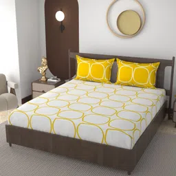 real dream Cotton King Fitted (Elastic) 210 TC Geometric Bedsheet-picture-13