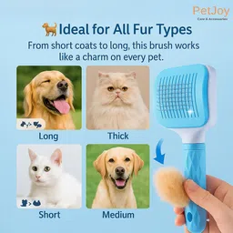 petjoy Pet Grooming Comb Square Brush, Dog Daily Use Loose Fur & Dirt Slicker Brush Slicker Brushes for Dog, Cat image 5