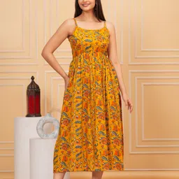bhawanaprint Women Maxi Yellow Full Length Dress-picture-12