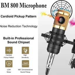 urban infotech BM-800 Microphone Kit with Sound Card and Boom Arm for Studio Recording Microphone image 2