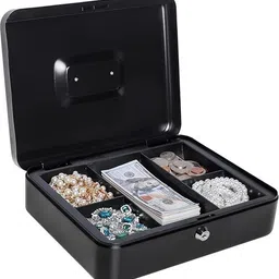 washify Mini Cash Box with Combination Lock Safe Durable Metal Money Box with Money Tray Cash Box image 1