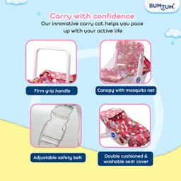 bumtum Baby Carry Cot & Rocking Chair With Adjustable Handle| 3-Point Safety Lap Belt Bouncer image 3