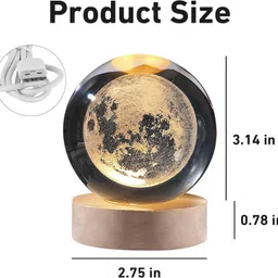 zovilstore Crystal Ball Light for Home Decoration LED 3D Moon Night Lamp image 3