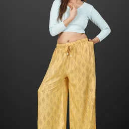 4k fashion Pack of 2 Women Relaxed Grey, Gold Viscose Rayon Trousers image 3