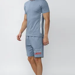 peter england Men Night Suit Set Blue Solid image 4