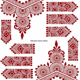 buzzhub Red Arabic Design Henna Temporary Waterproof Body Tattoo For Women and Girls-picture-11