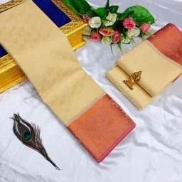 poontamil soft silk Self Design, Woven, Floral Print Kanjivaram Polyester Saree-picture-37