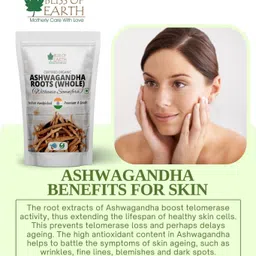 bliss of earth Ashwagandha Roots Whole Withania Somnifera Boost Immunity Stress Relief 200gm image 5