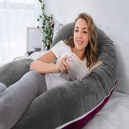 mom's moon Microfibre Pregnancy Pillow Pack of 1 Solid Luxurious Reversible Velvet image 3