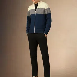 dennis lingo Men Colorblock High Neck Multicolor Sweater image 5