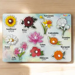 todfod Wooden Flower Shape Puzzle Toy Kids Learning Educational With Knob Board Game image 2