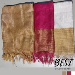 varyaa Cotton Silk Woven Gold, Pink, White Women Dupatta-picture-15