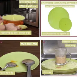 milestouch Pack of 3 Mats Silicon Microwave Mat Heat Resistant 230c (3) 5 inch Lid Set image 5