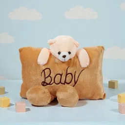 aipom Polyester Fibre Baby Pillow Pack of 1 Animals Soft Teddy Bear Baby Pillow – Cute Plush Cushion for Kids & Newborns image 1