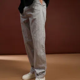 v-mart Men Regular Fit Grey Cotton Blend Trousers-picture-19