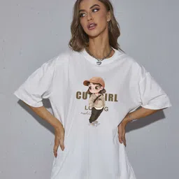 calm down Women Printed Round Neck Cotton Blend White T-Shirt-picture-30