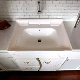 bobbyexport White & gold premium freestanding vanity/ washbasin cabinet BEBP8 Table Top Basin image 2