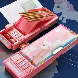 rabbit hill Multifunctional Magnetic Pencil Box Pop up Pencil Box For Kids(KBX-7069) Unicorn Art Plastic Pencil Box-picture-23