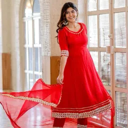 stylish creation Solid Anarkali Kurta, Bottom & Dupatta Set-picture-20