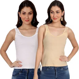 aimly Women White, Beige Camisole-picture-20