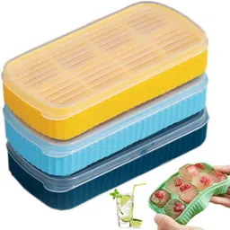 flynhigh 3pcs 8 big Cavity Pop Up Ice Cube Trays for Freezer with Lid 100% BPA Free C52 Multicolor Silicone Ice Cube Tray-picture-26