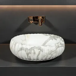 clayramic Premium Designer Ceramic Washbasin With WastePipe & Coupling(M-Maxico-1060-Matt) (14x20x5)(M-Maxico-1060-Matt) Table Top Basin image 2