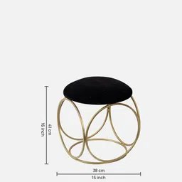 nestroots Classic Velvet Seating Stool in Black Color image 2