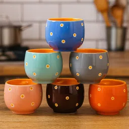 sjs Pack of 6 Bone China Tea Cups Set of 6 | Coffee Mugs for Home Office, perfect for gifting image 2