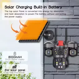 AVOIHS SIM Camera Solar Powered 3 Lens 360°PTZ Control TwoWay Audio Alarm Night Vision Security Camera image 2