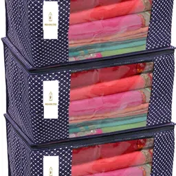PremStore 3 Layered Cotton Quilted Large Saree Cover Storage Bag Wardrobe Organizer Cotton Laundry Bag-image-0