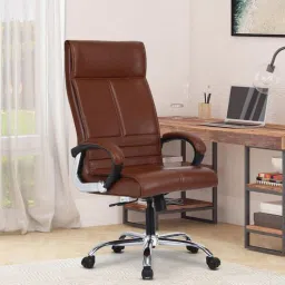 mintwud from pepperfry Amaze Leatherette Executive Chair In Tan Colour-picture-12