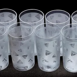 (Pack of 8) Prism Pattern Water Juice Drinking Sky Blue Color Glass Set Water/Juice Glass-image-58