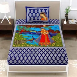 kaany fab Cotton Single Flat 144 TC Jaipuri Prints Bedsheet-picture-15