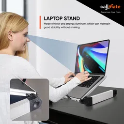 Callmate Angle Adjustment Aluminum Laptop Stand for MacBook, Book, Laptop Stand for Desk Aluminium Desk Stand Laptop Stand Compatible with Universal Laptops image 4