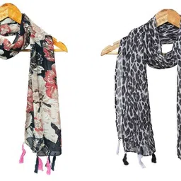 mss fashion Printed Chiffon Women Multicolor Stole, Scarf, Fancy Scarf-picture-16