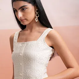 tokyo talkies Casual Sleeveless Solid Women White Top image 3