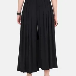 rahamat Women Loose Fit Black Cotton Silk Trousers image 2