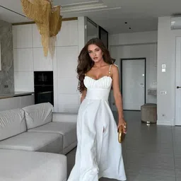 newme Women Maxi White Full Length Dress-picture-16