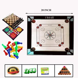 mr8 exciting 20 inch all-in-one[powder + coins + striker + ludo & chess] 50 cm Carrom Board-picture-15