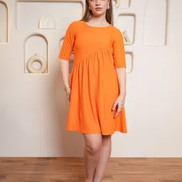 purvaja Women Asymmetric Orange Mini/Short Dress-picture-11