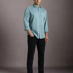 louis philippe Men Slim Fit Solid Spread Collar Casual Shirt image 5