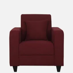 woodsworth from pepperfry Alba Fabric 1 Seater Sofa In Garnet Red Colour image 5