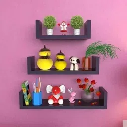 unique wooden handicrafts U Shape Wall Shelf/Rack/Shelves for Living Room/Home/Kitchen/Book for Home Decor Set of 3 MDF (Medium Density Fiber) Wall Shelf-picture-15