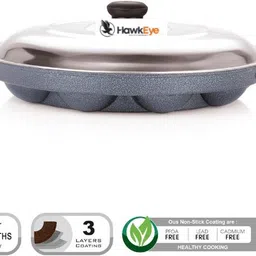 hawkeye Granite Non-Stick 12 Cavity Appam,Paddu,Mini Idli Maker | Durable & Easy Clean with Lid 0.5 L capacity 23 cm diameter image 3