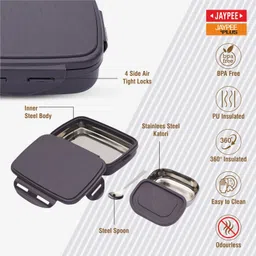 jaypee 360 ° Insulated Sr. Wave Steel 2 Containers Lunch Box image 3