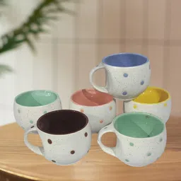 love unlimited Pack of 6 Ceramic Pari shape Tea Cups Set of 6 | Coffee Mugs for Home Office-picture-24